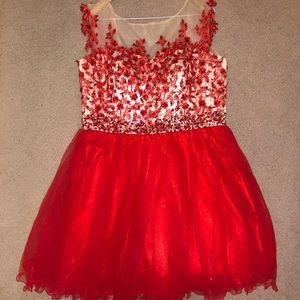 Red Floral Cocktail Dress